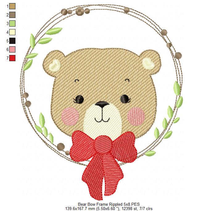Teddy Bear Bow and Frame - Rippled Stitch