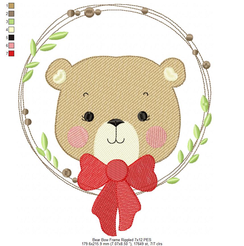 Teddy Bear Bow and Frame - Rippled Stitch