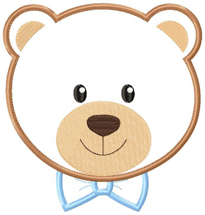 Bear Girl and Boy Face - Applique - Set of 2 designs