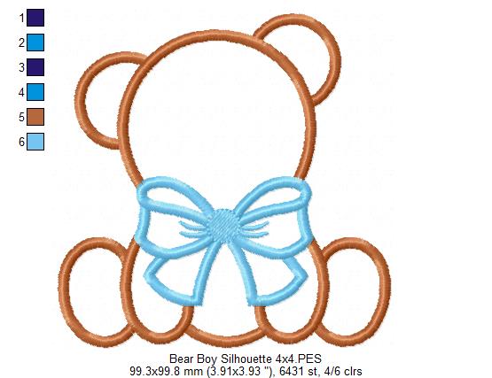 Bear Boy and Girl Silhouette - Applique - Set of 2 designs