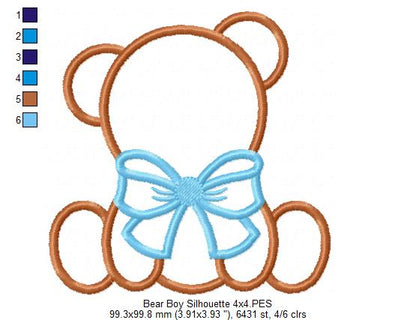 Bear Boy and Girl Silhouette - Applique - Set of 2 designs