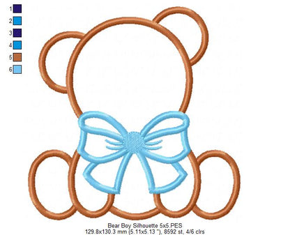 Bear Boy and Girl Silhouette - Applique - Set of 2 designs