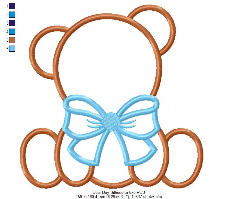 Bear Boy and Girl Silhouette - Applique - Set of 2 designs