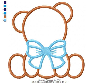 Bear Boy and Girl Silhouette - Applique - Set of 2 designs