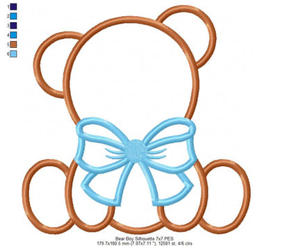Bear Boy and Girl Silhouette - Applique - Set of 2 designs