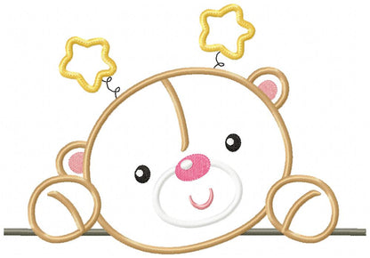 Bear Face Girl and Boy - Set of 2 designs - Applique