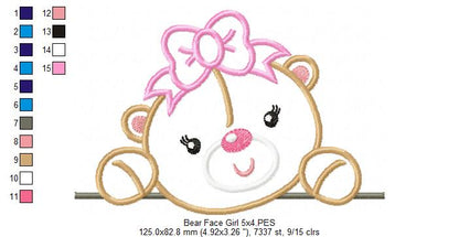 Bear Face Girl - Aplique Embroidery