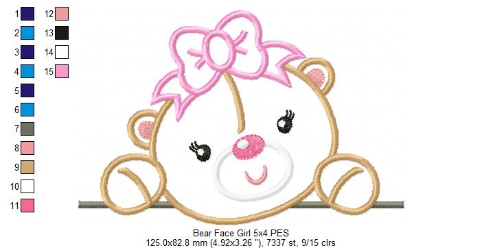 Bear Face Girl and Boy - Set of 2 designs - Applique