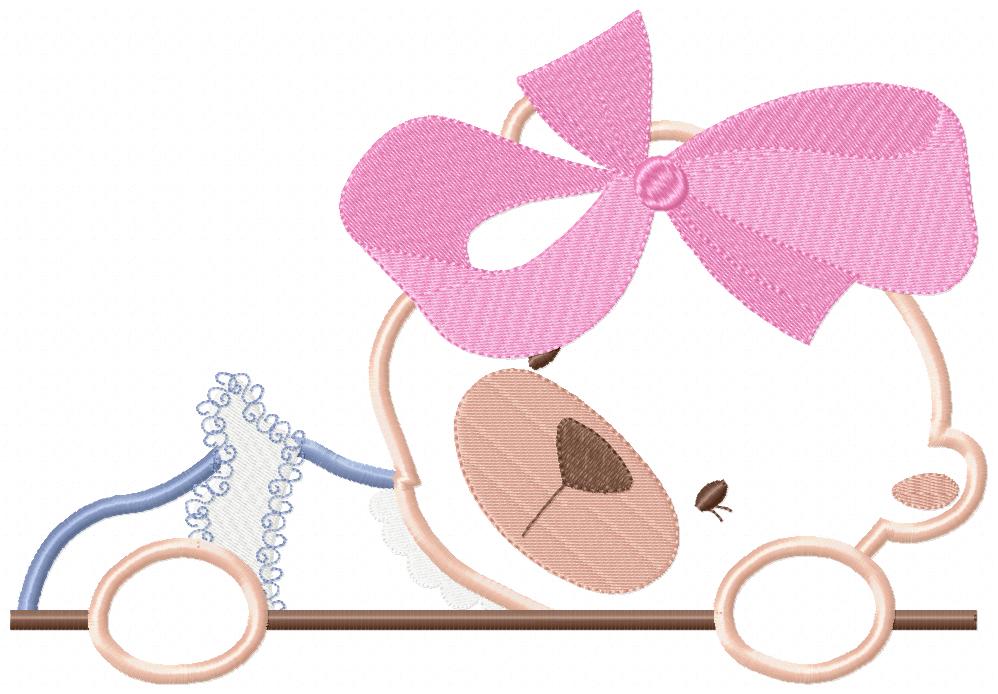 Bear Girl Big Bow - Aplique