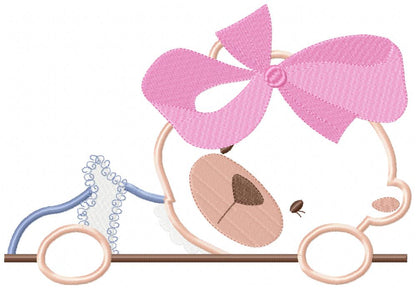 Bear Girl Big Bow - Aplique