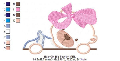 Bear Girl Big Bow - Aplique