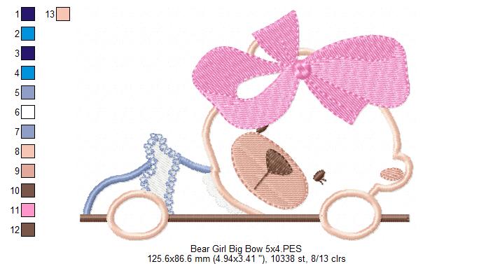 Bear Girl Big Bow - Aplique