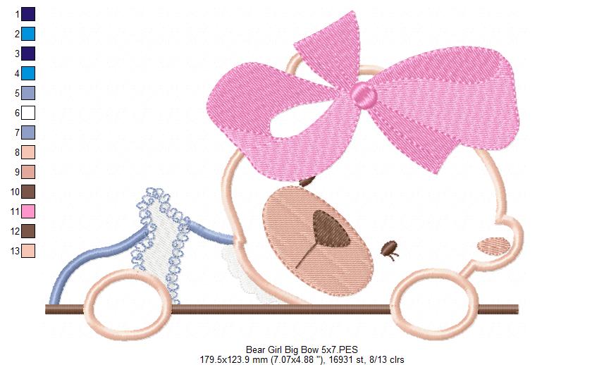 Bear Girl Big Bow - Aplique