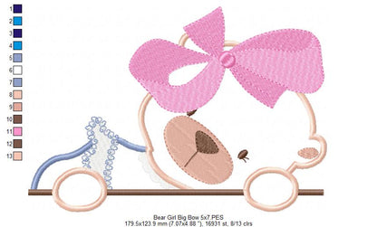 Bear Girl Big Bow - Aplique