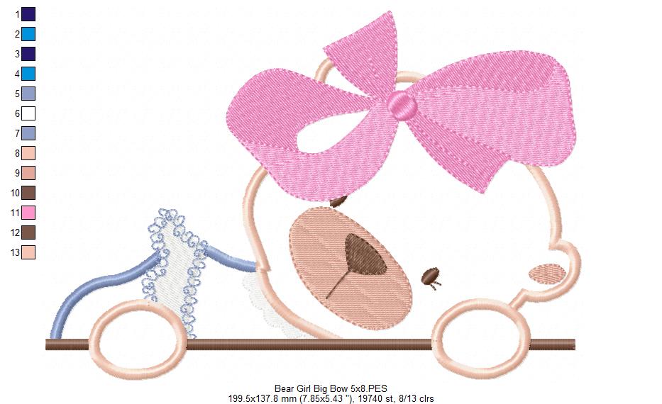 Bear Girl Big Bow - Aplique