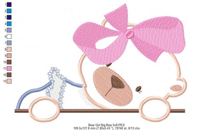 Bear Girl Big Bow - Aplique