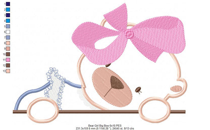 Bear Girl Big Bow - Aplique