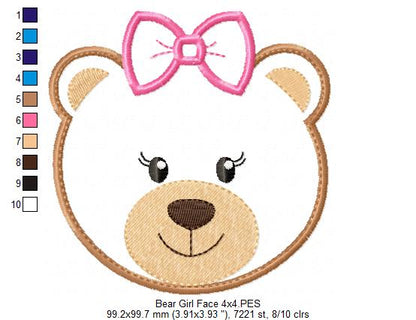 Bear Girl Face - Applique
