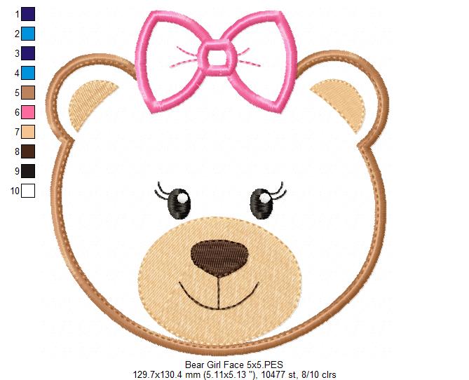 Bear Girl Face - Applique