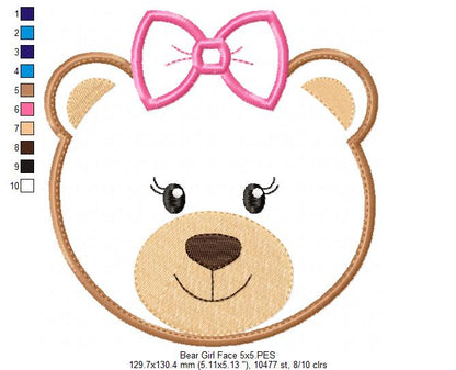Bear Girl Face - Applique