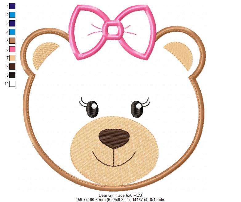 Bear Girl Face - Applique