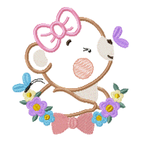 Bear Girl Flowers - Aplique - Machine Embroidery Design