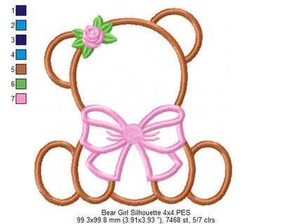 Bear Boy and Girl Silhouette - Applique - Set of 2 designs