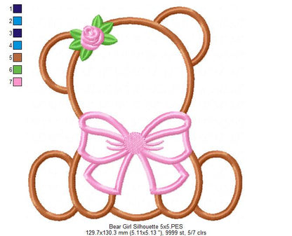 Bear Boy and Girl Silhouette - Applique - Set of 2 designs