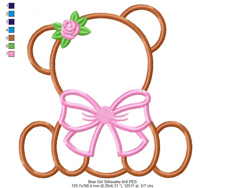 Bear Boy and Girl Silhouette - Applique - Set of 2 designs