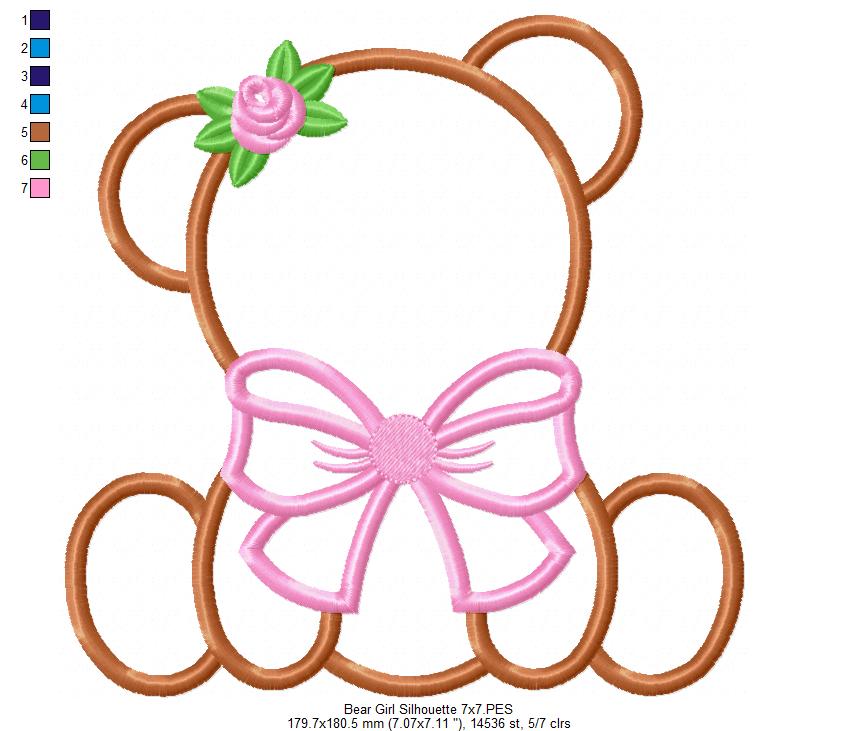 Bear Boy and Girl Silhouette - Applique - Set of 2 designs