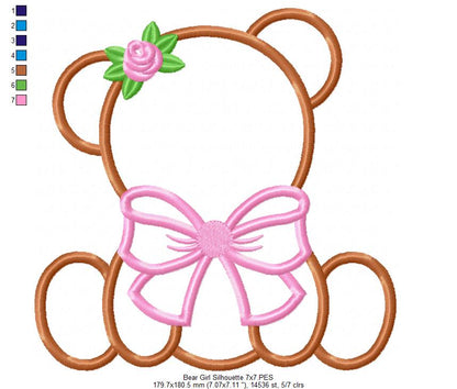 Bear Boy and Girl Silhouette - Applique - Set of 2 designs