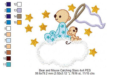 Bear and Mouse Catching Stars - Aplique