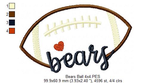 Football Bears Ball - Fill Stitch