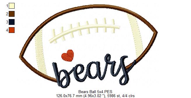 Football Bears Ball - Fill Stitch