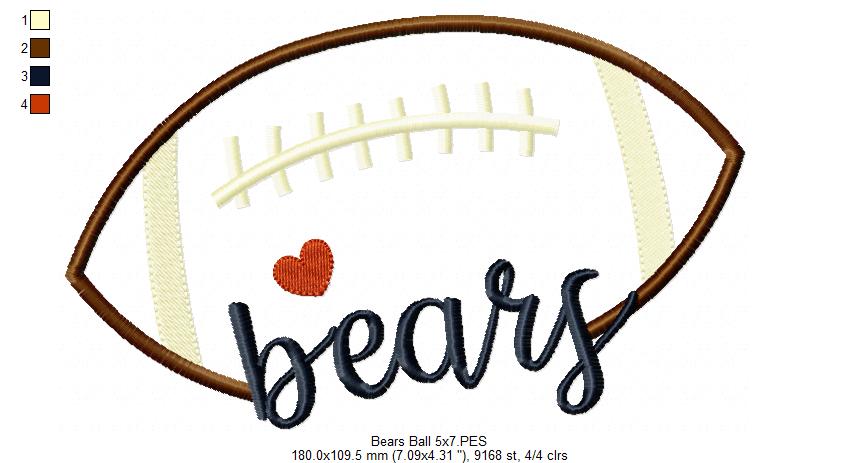 Football Bears Ball - Fill Stitch
