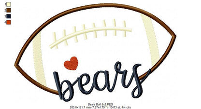 Football Bears Ball - Fill Stitch