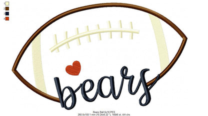 Football Bears Ball - Fill Stitch