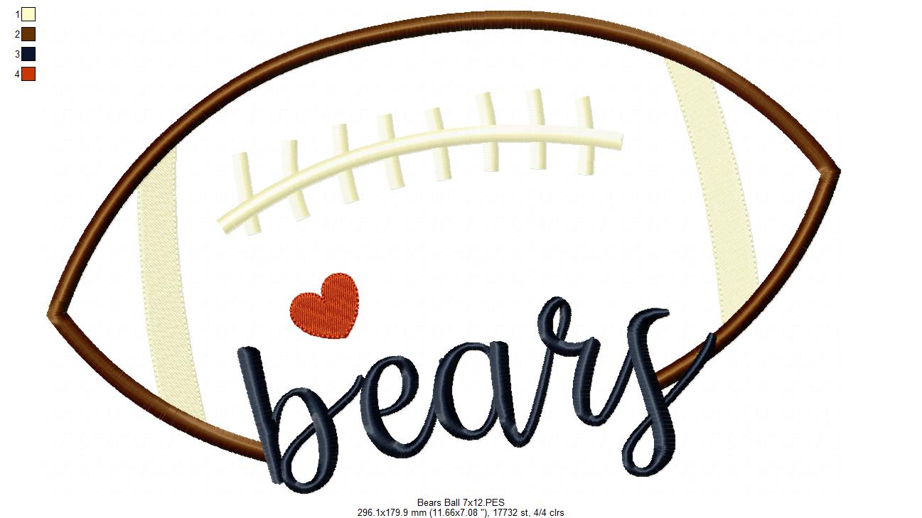 Football Bears Ball - Fill Stitch