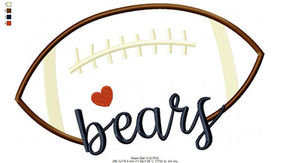 Football Bears Ball - Fill Stitch