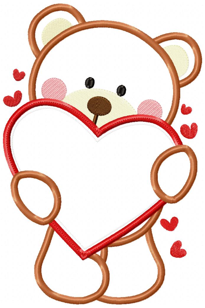 Bear with Heart - Aplique Embroidery