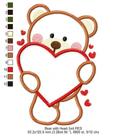 Bear with Heart - Aplique Embroidery