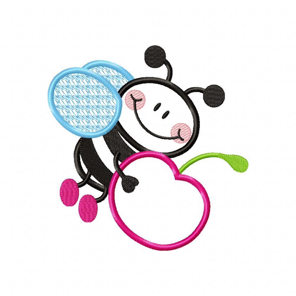 Bee Carrying Cherry - Appliqué – Machine Embroidery Design