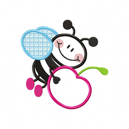 Bee Carrying Cherry - Appliqué – Machine Embroidery Design