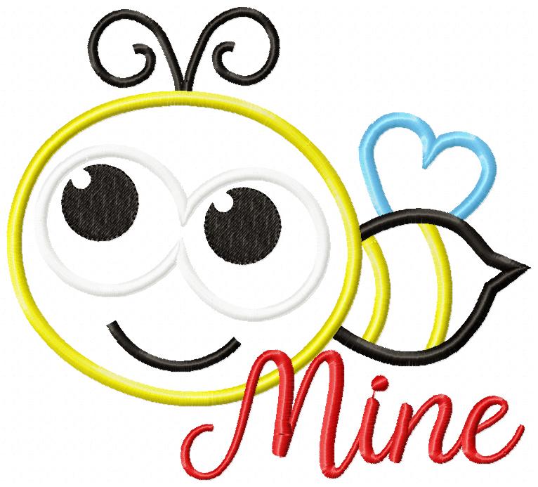 Sweet Bee Mine Valentine - Appliqué – Machine Embroidery Design