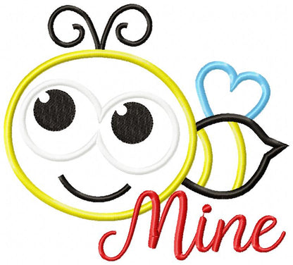 Sweet Bee Mine Valentine - Appliqué – Machine Embroidery Design
