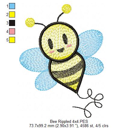 Bee - Rippled Embroidery