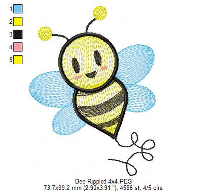 Bee - Rippled Embroidery