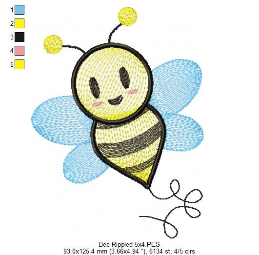 Bee - Rippled Embroidery