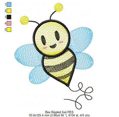 Bee - Rippled Embroidery