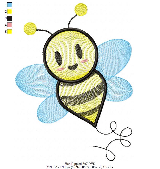 Bee - Rippled Embroidery